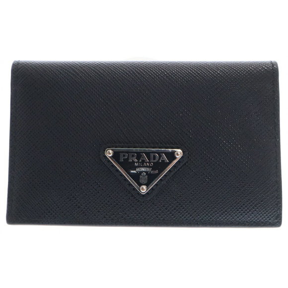 Prada Saffiano Triangle Leather Case Black - Picture 1 of 5